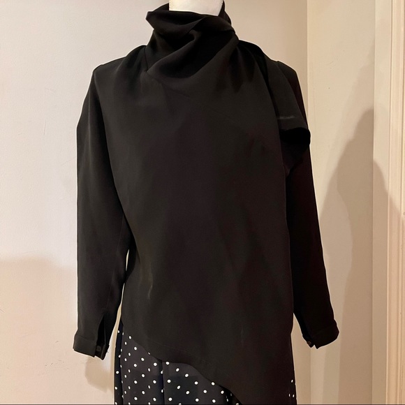 Morgane Le Fay Black Silk Asymmetrical Drape Front Jacket, size S - Picture 4 of 14